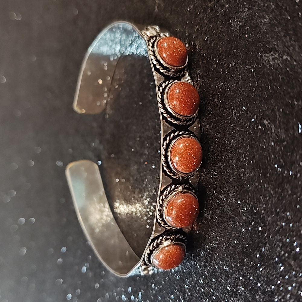 Goldstone Silver Plated Cuff Bracelet
